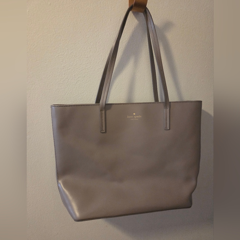 Kate Spade Gray Structured Leather Tote Preoved VEUC!!
